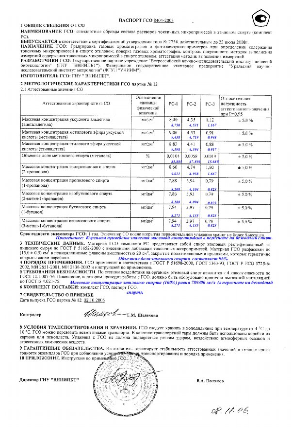 Паспорт качества на лекарственный препарат образец